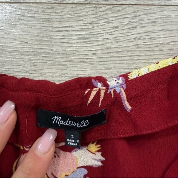 Madewell Novel Floral Red Short Sleeve Mini Dress in Bird of Paradise - Picture 6 of 11